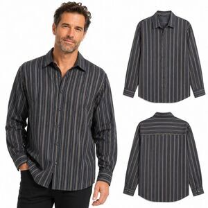 Tommy Bahama XXL Mens Black Striped Button Down Shirt